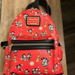 Disney Loungefly Red Backpack w/Mickey and friends